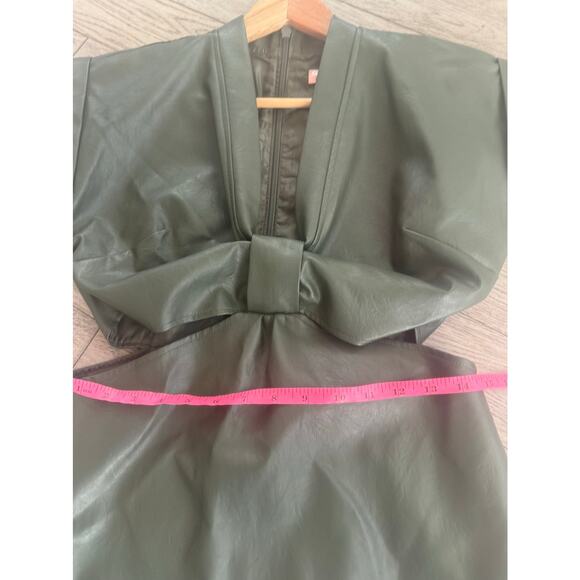 Eva Franco Vegan Leather Cut Out Midi Dress Green Size 6 GORGEOUS EUC - Picture 11 of 11